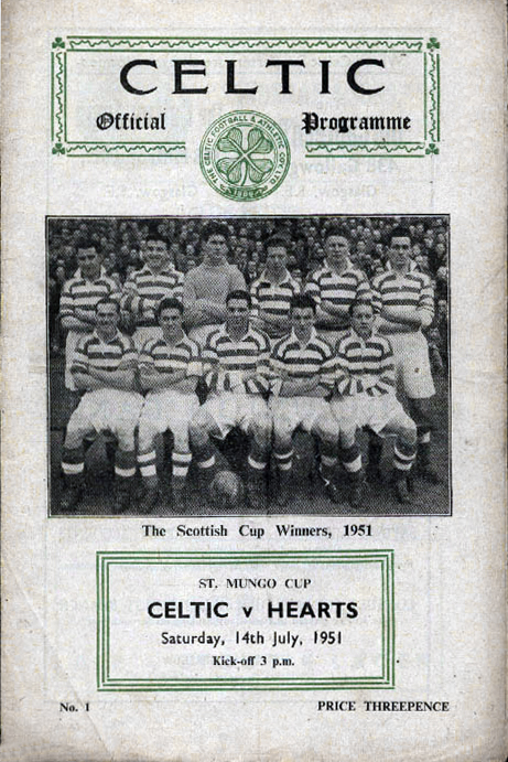 Programme for the 1951 St Mungo Cup match vs Hearts