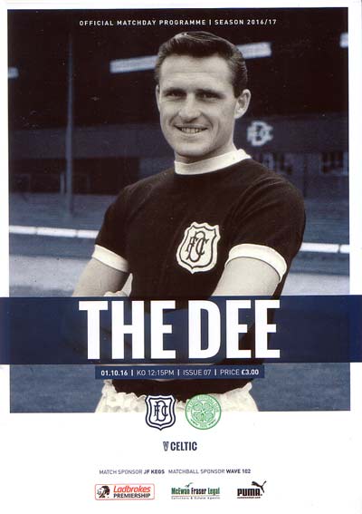 Match programme Dundee v Celtic FC 01/10/2016