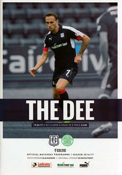 Match programme Dundee v Celtic FC 01/10/2016