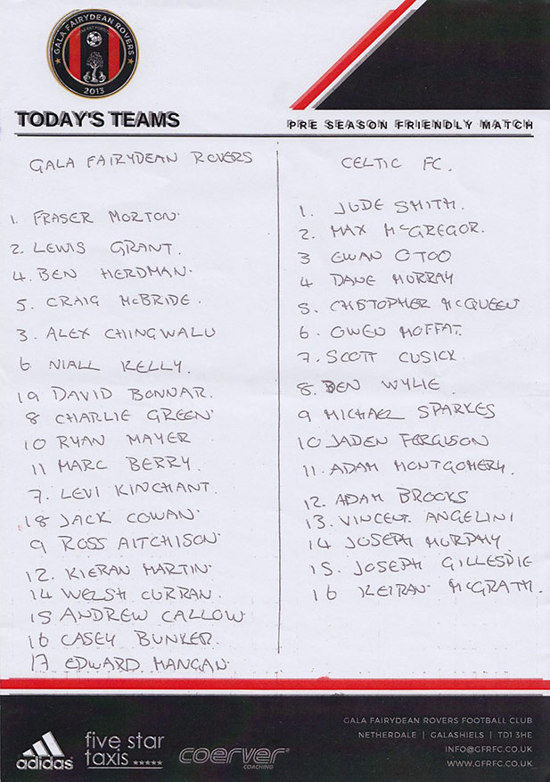 Official Teamsheet