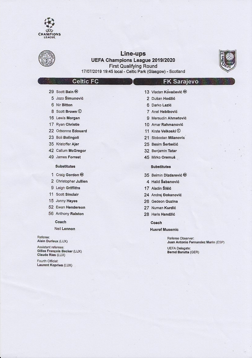 Official Teamsheet