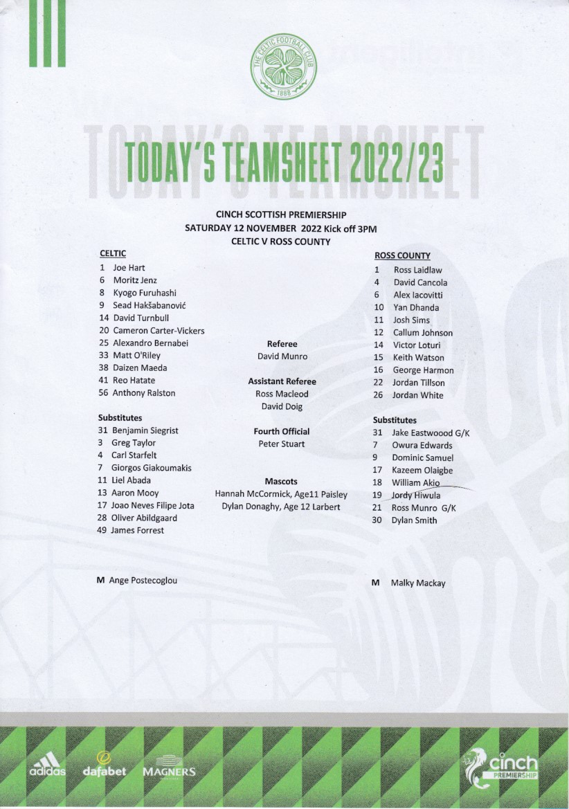 Official Teamsheet