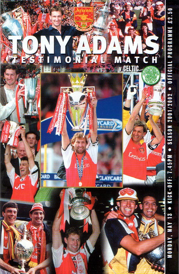 Tony Adams testimonial match programme.